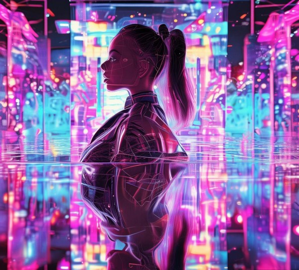 抖音女生,高科技动态壁纸,开启时尚图景