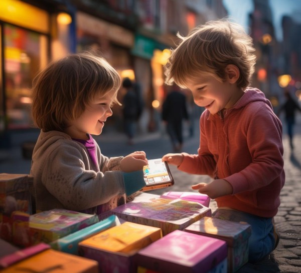 谁在玩手机？它在玩手机，谁在玩 shoeboxes？