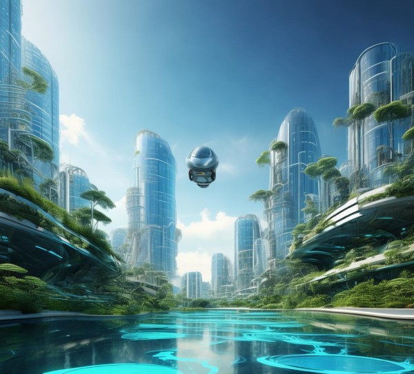 蔚蓝科技生态画，环保科技的新纪元