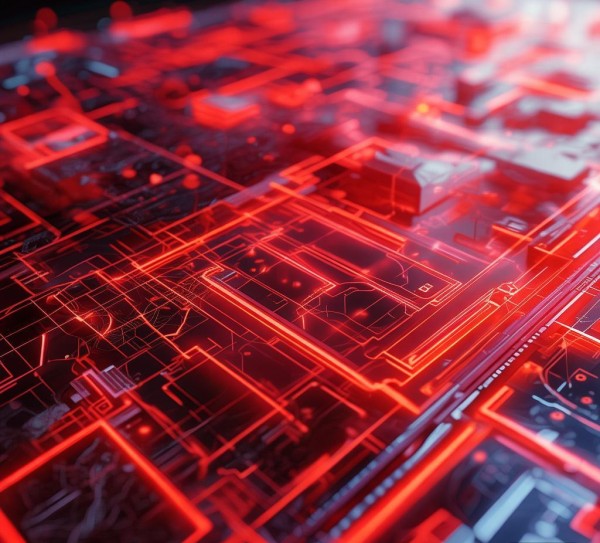 科技与艺术融合的红色PPT体系图
