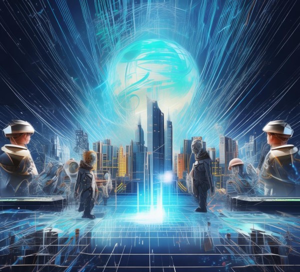 科技动态插画海报，视觉科技的未来挑战与机遇