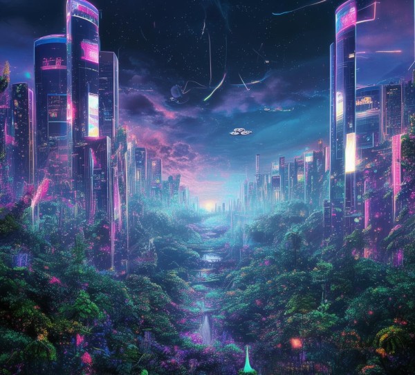 高科技动态壁纸，风景的高科技变体