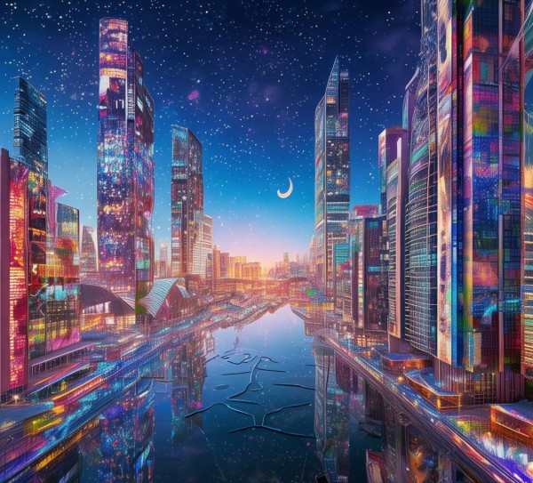 科技与艺术的未来融合，科技壁纸与风景的完美结合